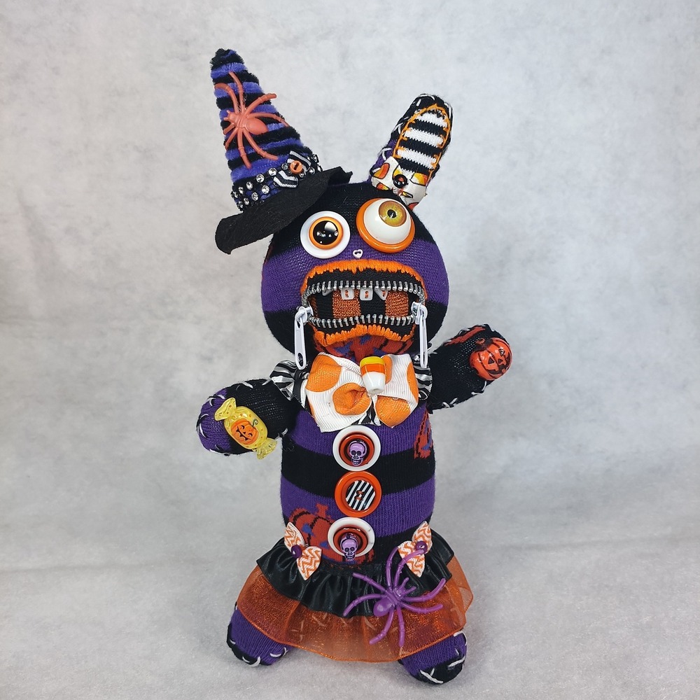 Halloween Bunny Witch Monster Art Doll Zipper Mouth Creepy Cute OOAK